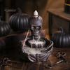 Quemador de Incienso Artesanal Quemador Esqueleto, Portaconos Cascada de Flujo Inverso, Soporte Decorativo Calavera Gótica para Hogar Varilla Decoración Halloween, Meditación