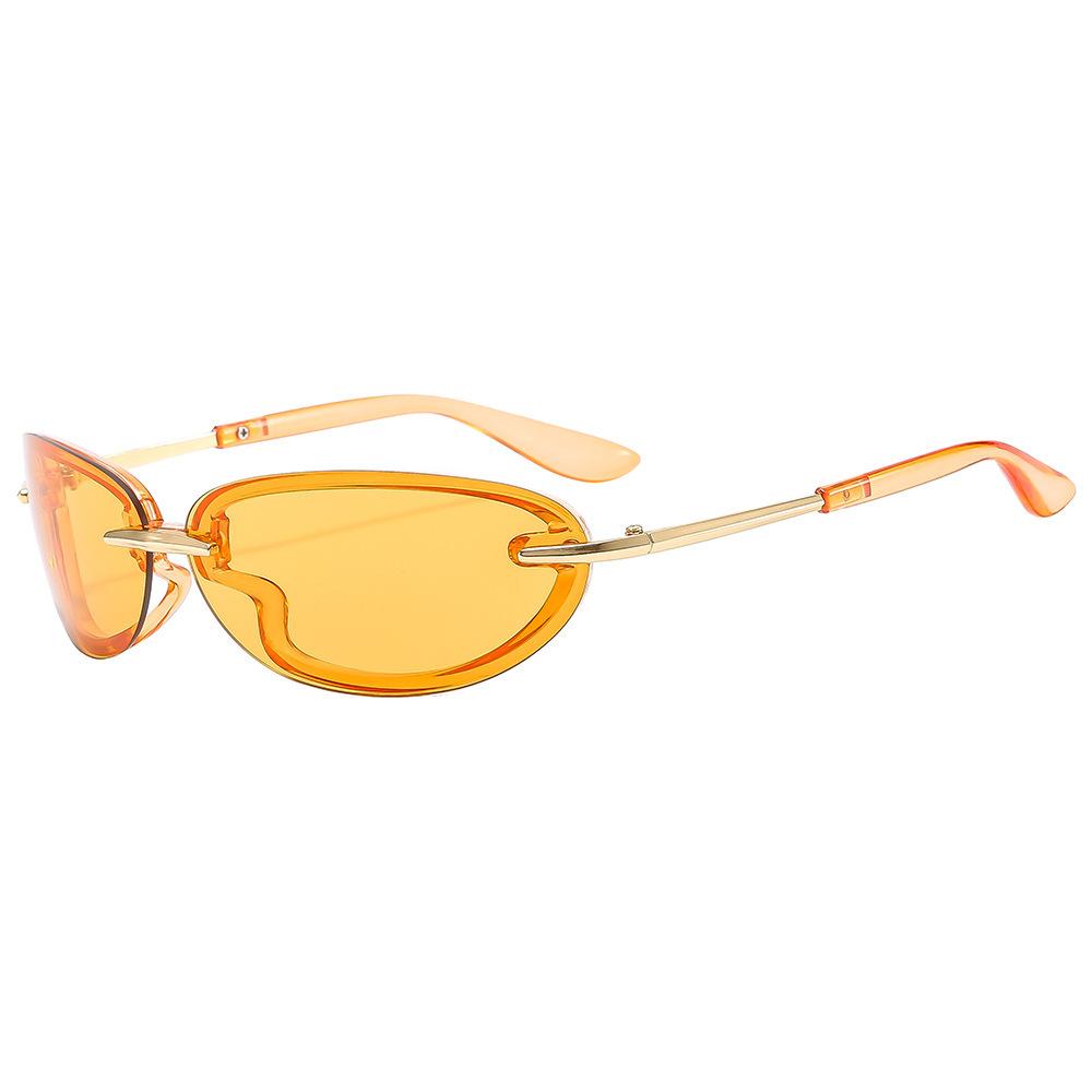 Hong Kong Style Oval Retro Sunglasses Street Photography Vacation Trimmed Sunglasses Women'S Glasses