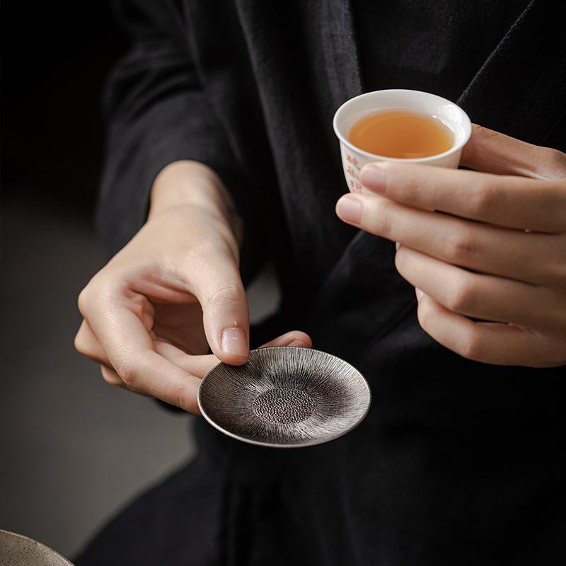 Japanese-style coaster, alloy cup holder, tea saucer, tea holder, antique Zen wind insulation pad, Kung Fu tea set tea ceremony