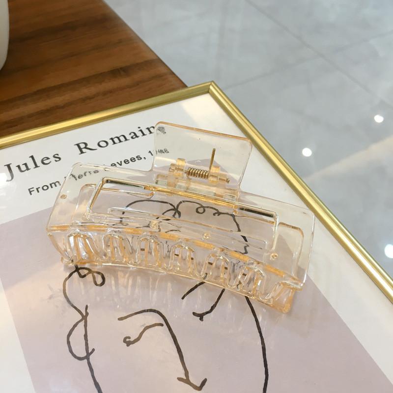 Stylish Korean Jelly Color Square Transparent Hair Claw Clip For Women In Soft Tones