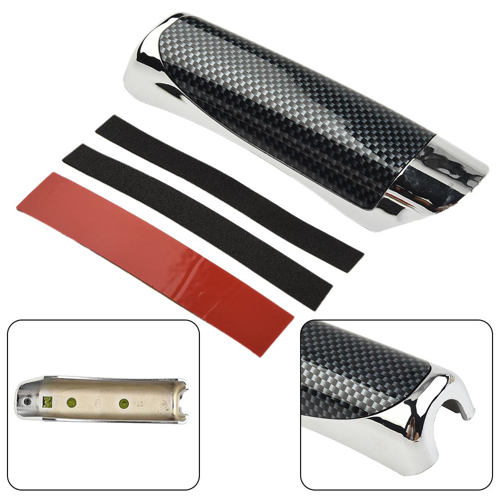 Vehicle Interior Hand Brake Protector with Carbon Fiber Pattern and Chrome Plated ABS Shell for Broad Model Coverage