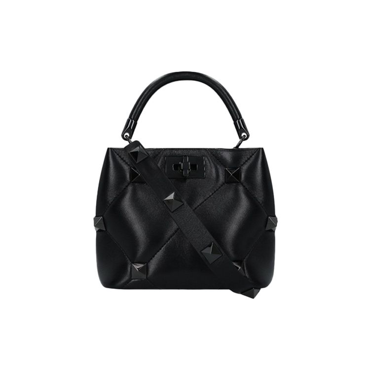 Valentino Nappaleder-Tragetasche mit Ton-in-Ton-Nieten Damenhandtaschen Schwarz WW2B0I97LWB0NO