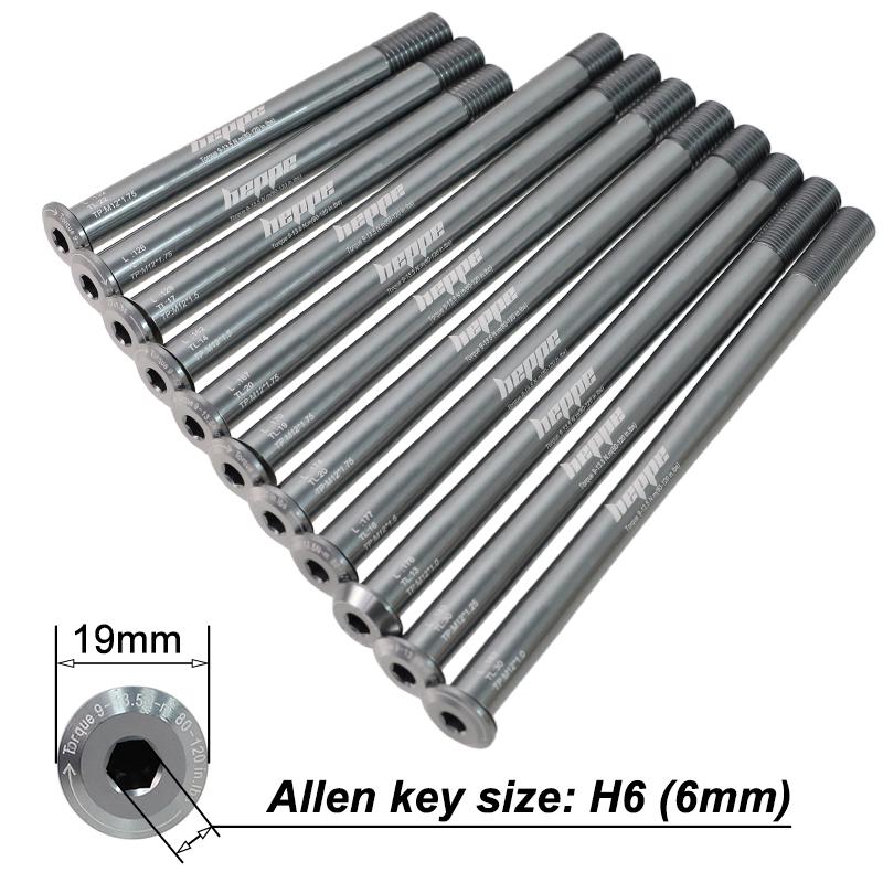 HEPPE MTB Road Bike Titanium Thru Axle Ultra Light Bike Axle 12x142 12x148 Rear Hub Thru Axle Bike Fork 12x100 12x110 Shaft