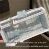 Blue Plaid Double-Layer Transparent Pencil Case - Stylish, Spacious, Portable Stationery Storage for Girls