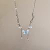 Super Immortal Butterfly Crystal Necklace Women's Light Luxury Niche Design Sense New Tassel Clavicle Chain Premium Neck Chain Jewelry