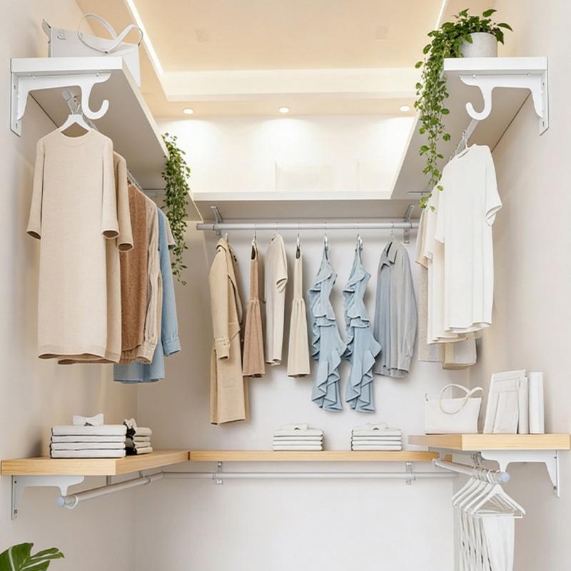 Pack Of 2 Heavy Duty Wall Mounted Hook Brackets with Double Hook Easy to Use for Closet Organization & Space Saving