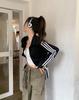 Women's Slim-Fit American Retro Three-Stripe Long-Sleeve Sporty Zip-Up Jacket with Stand-Up Collar