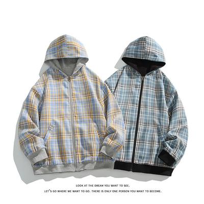 Reversible Cardigan Sweatshirt Men's Autumn New American Fashion Brand Casual Versatile Couple Large Size Hooded Jacket