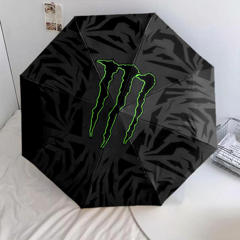 Monster Energy pattern, automatic folding umbrella, portable and foldable design, 8 ribs, a Christmas or birthday gift.