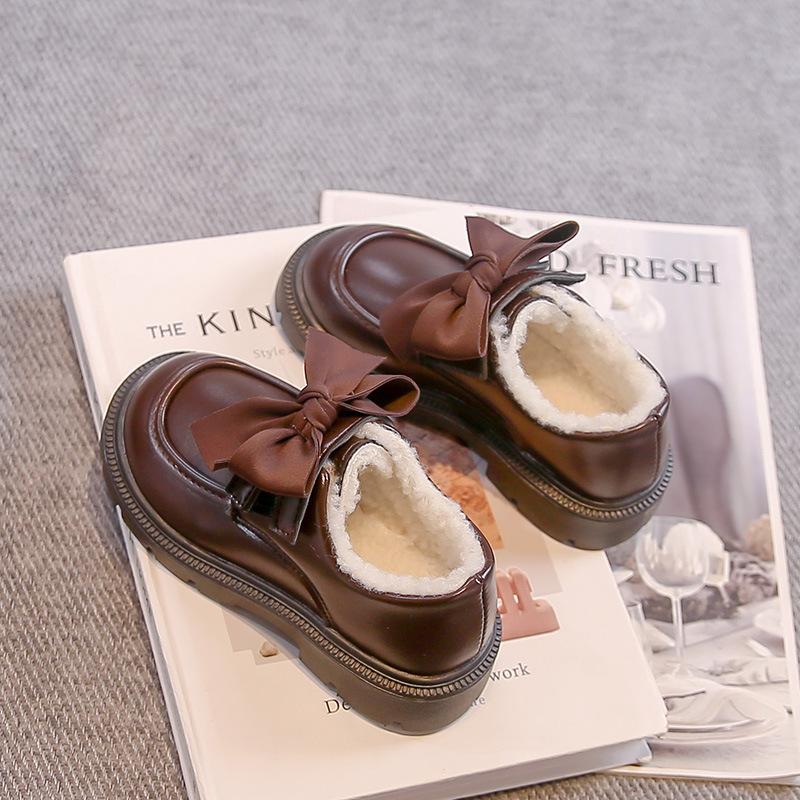 Girls winter shoes cotton leather shoes winter new children beanie shoes girls princess big cotton shoes velvet loafers
