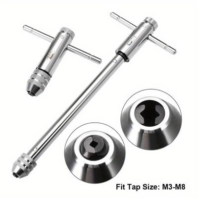 7Pcs/set Adjustable T-Handle Ratchet Tap Holder Wrench Machine Screw Thread Metric Bothway Hand Screw Tap Set Manual Tapping