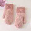 Plush gloves female students keep warm in autumn and winter cute plush thickened simple couple cycling windproof and cold-proof gloves