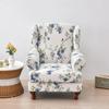 Stretch Print Wing Chair Cover Spandex Elastic Armchair Covers Europe Wingback Relax Sofa Slipcovers with Seat Cushion Cover