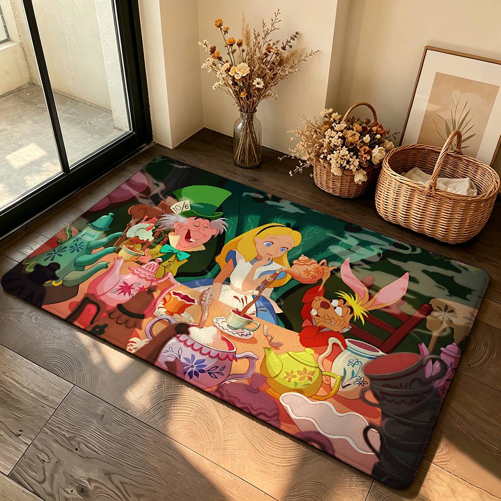 Classic Anime-A-alice In-W-wonderlandS Cute Carpet Bathroom Anti-slip Mat Door Mat Home Decoration Mat Entrance Door Mat