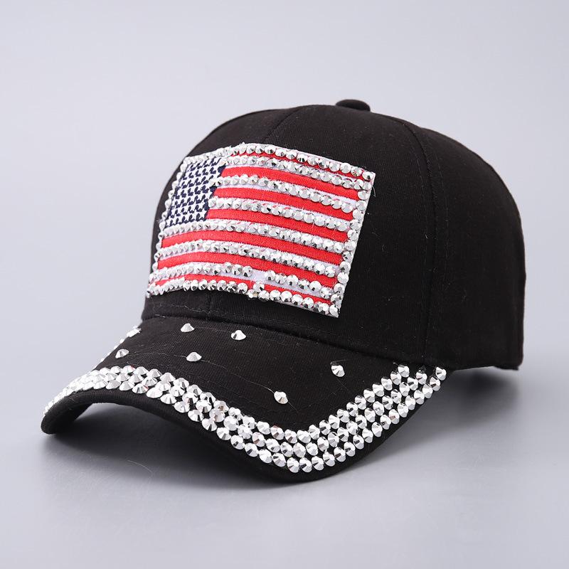 American flag baseball cap men's and women's fashion rhinestone USA curved brim cap spot batch