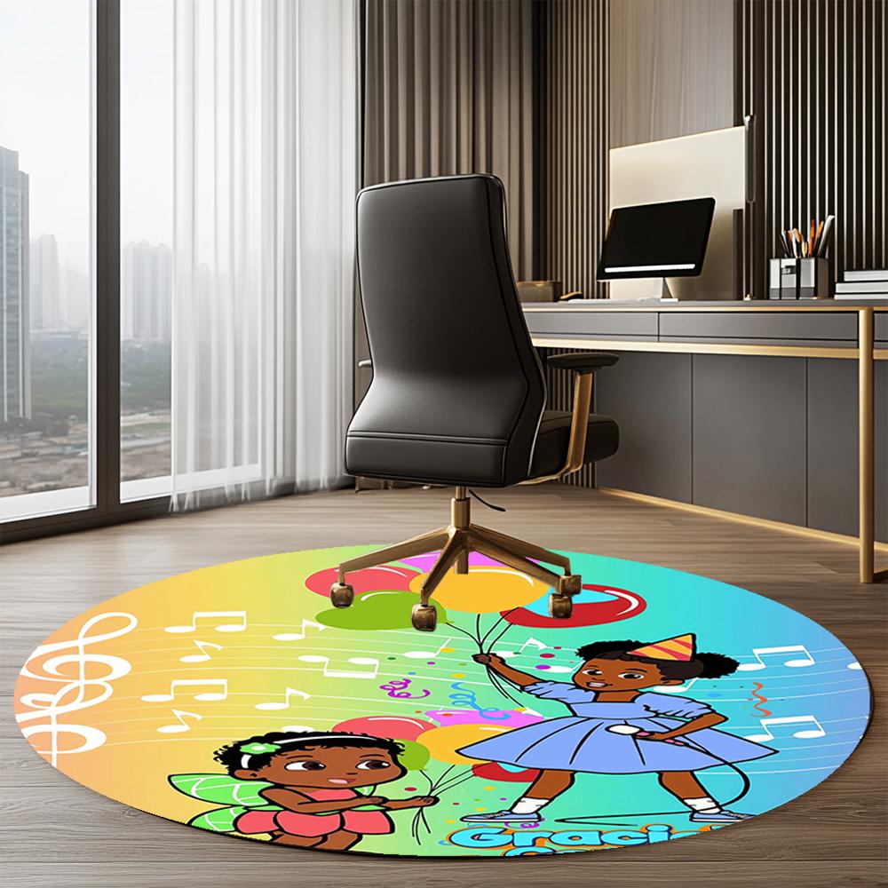 Gracie's Corner Printed Round Rug Carpet Chair Rug Area Rug Entryway Doormats,for Office Chair Living Room Bedroom Kitchen Room.