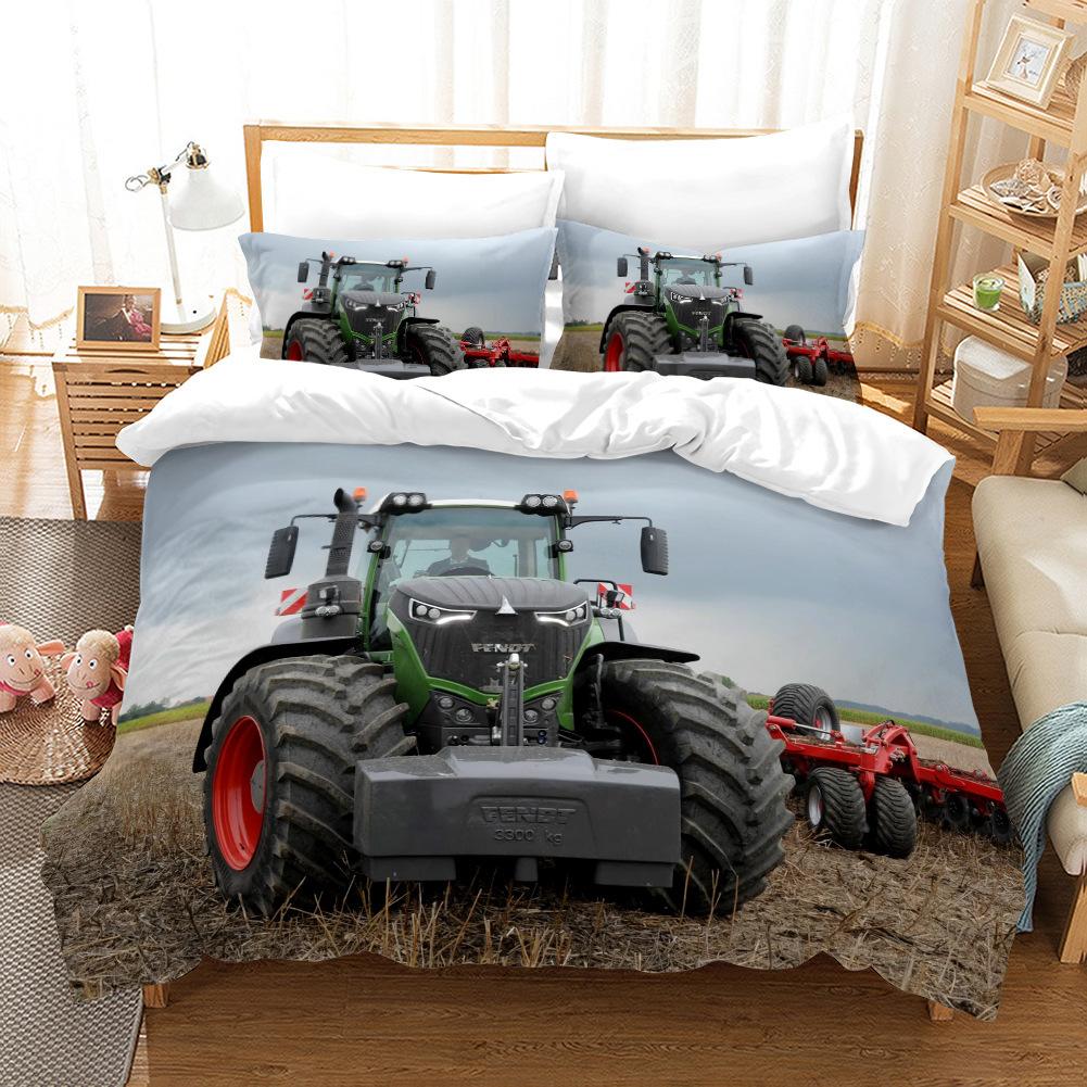 Drag Machine Product 3d Digital Printing Three-piece Quilt Cover Set