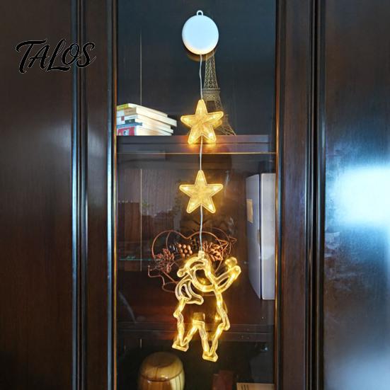 Christmas Tree Pendant Decorations Star Moon Window Hanging Light, Warm LED String Lights, Battery Operated Lamps Decorative Atmosphere Lamp for Home