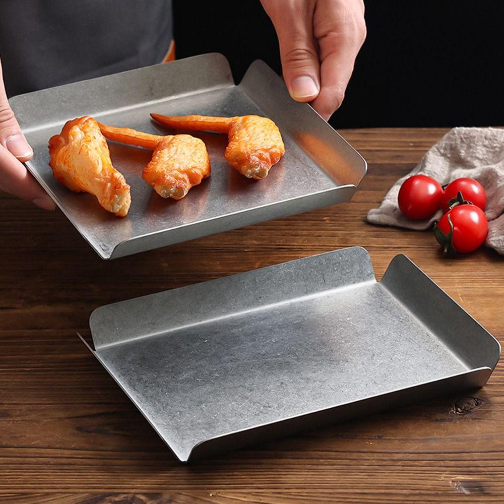 Snow Grey Serving Platter Rust Resistant Steak Dish Stainless Steel Serving Tray Home Decoration