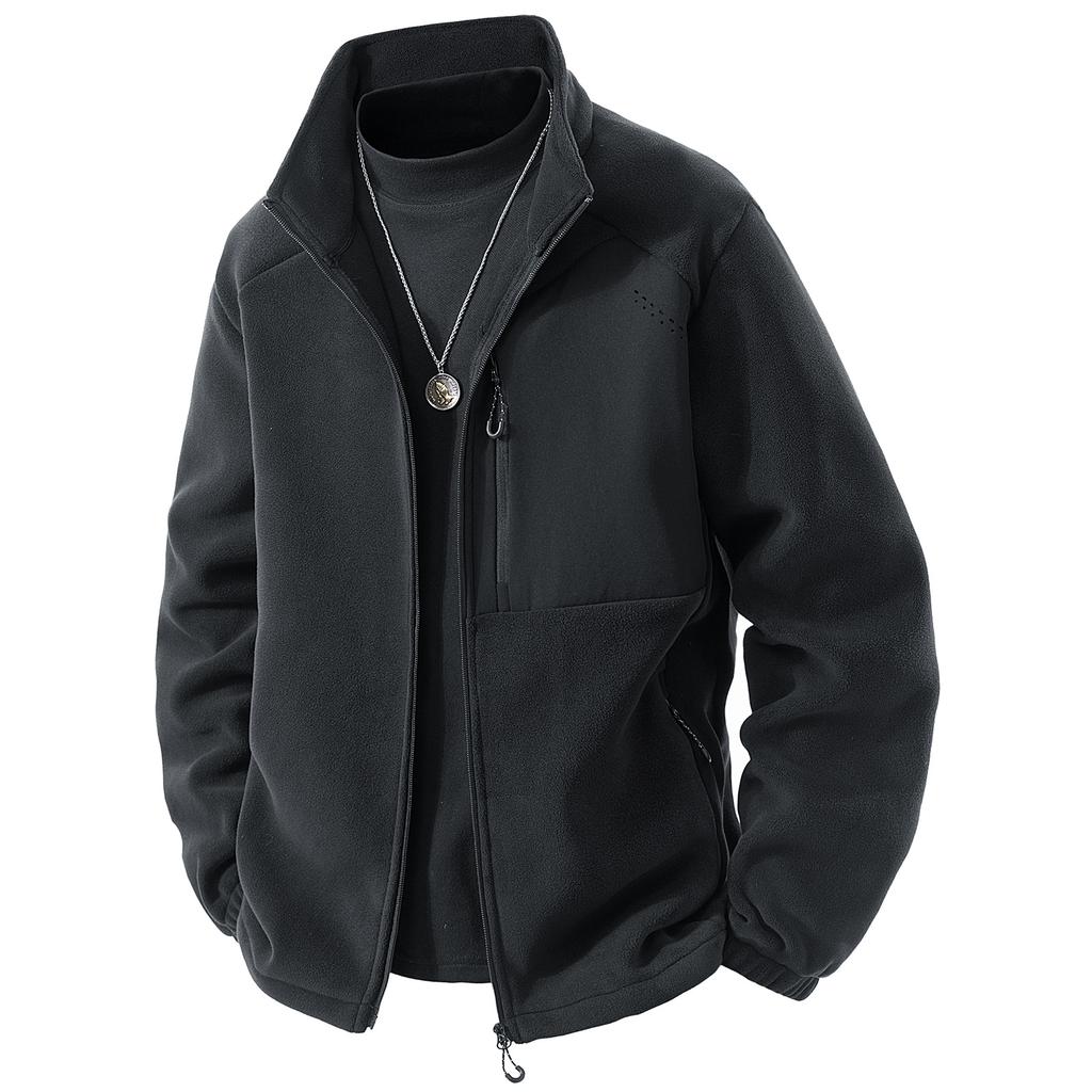 Autumn and Winter New Men's Fleece Plus Velvet Padded Austrian Fleece Outdoor Leisure Windproof Warm Coat.
