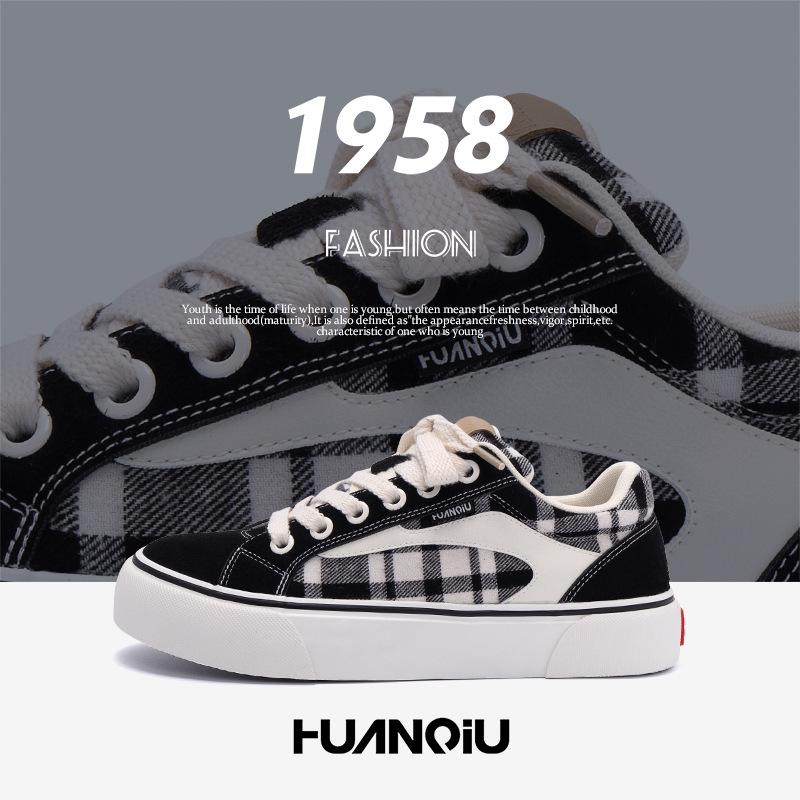 Global trend canvas shoes men's ZHQ-XA191 spring niche original casual shoes popular platform plaid board shoes
