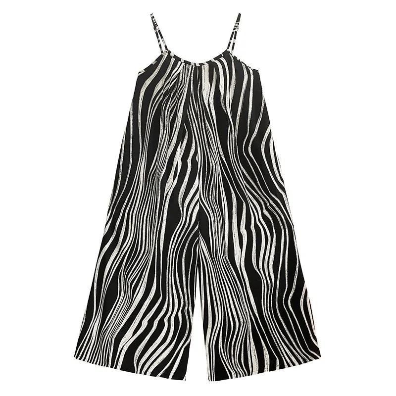 

XITAO Loose Striped Pocket Jumpsuits GYX1654 One Size чёрный