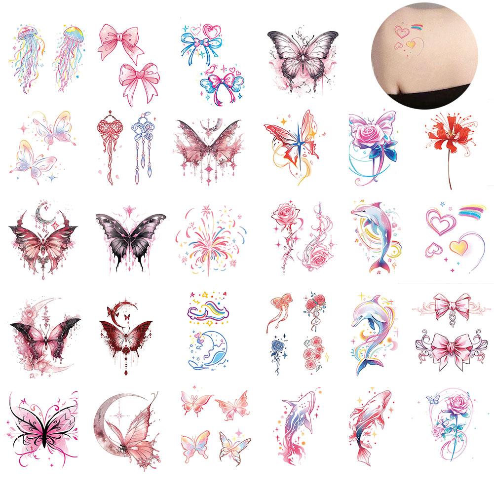 Barevné tetovací nálepky motýlů Vodotěsné Dlouhotrvající Roztomilé Japonské Dopamin Omyvatelné Tetování St G1S6