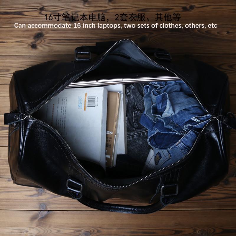 NZPJ Genuine Leather Men Travel Bag Natural Cowhide Handbag Casual Crossbody Bag Large Capacity Luggage Bag  For 16 inch laptop