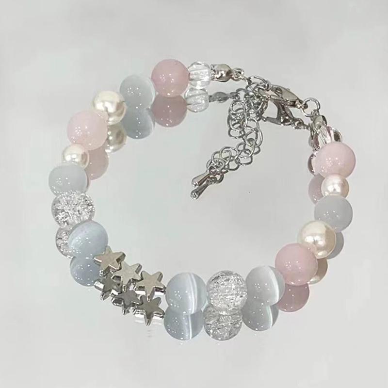 Bracelet Exquis en Opale et Perles Pour Femmes Élégant Pendentif Étoile Bracelets Réglables Bijoux d'Amitié Cadeaux