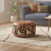 Unfilled Oil Painting Pattern Stool Cover PU Leather Floor Seat Cushion  Home Decor