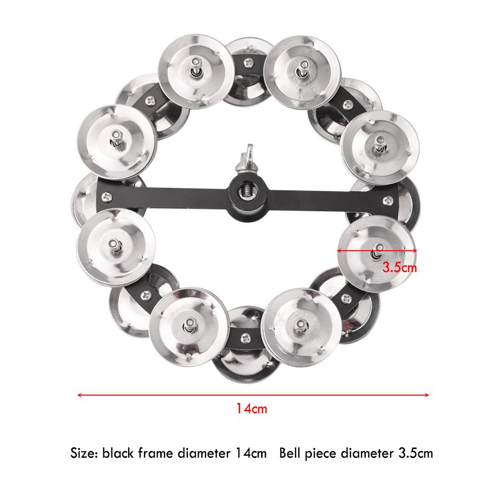 Drum Cymbals Hi Hat Tambourine Steel Bells with Row Jingles Portable Percussion Instrument Bright Sound Instrument