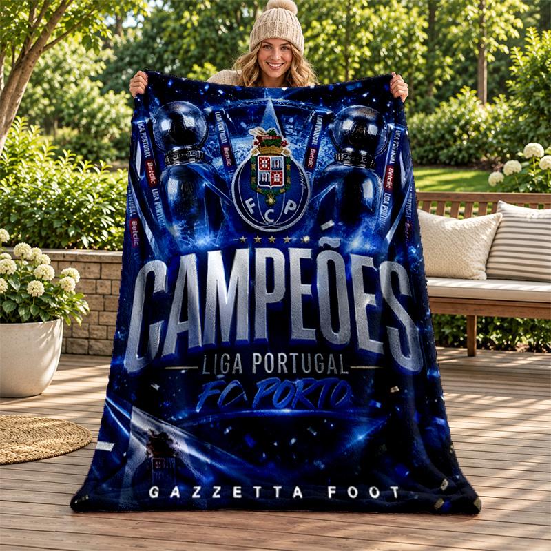 FC Porto Blanket Flannel Blanket Soft Cozy Plush Throw for Sofa Bed Lightweight Home Decoration Gifts for Christmas Various Holidays