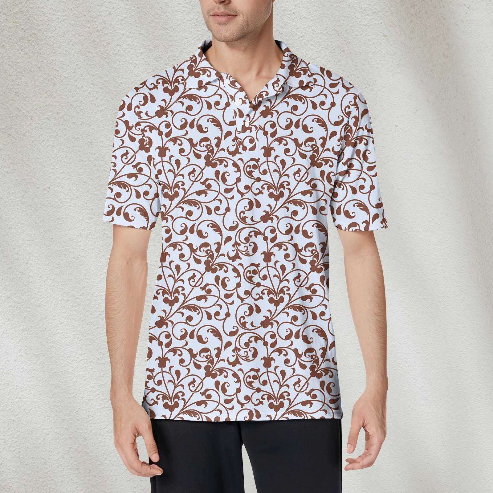 

Мужская модная рубашка с коротким рукавом из мягкого хлопкового воротника с принтом XXL тёмно-синий