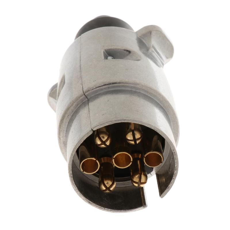 7 Pin Flat Trailer Plug Socket Set Electrical Adapter with Mounting Bracket for Boat Truck Caravan Lights
