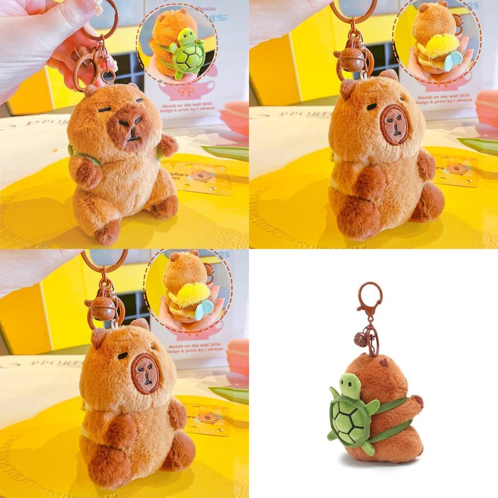 Whimsical Capybara And Oyster Turtle Plush Keychain Fun Decorative Bag Charm