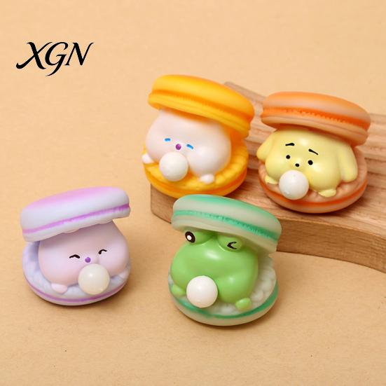 Stress Relief Toy Bubble-Breathing Burger Squeeze Soft TPR Fidget for Macaron Ball Cute Macaron-Shaped Decompression Gadget Kids Adults Sensory