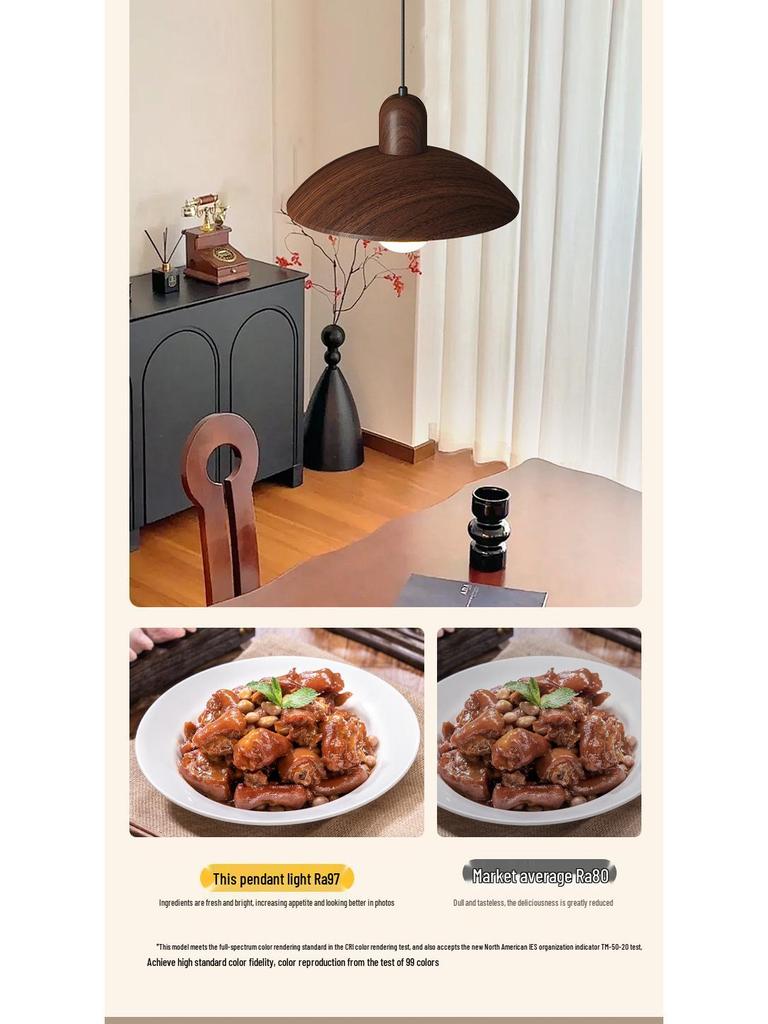 Walnut Finish Pendant Light - Wabi-Sabi Style for Restaurants, Bars, and Homes