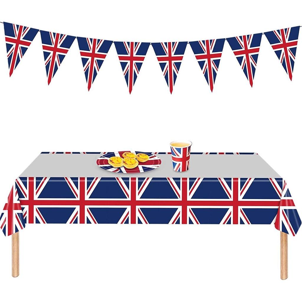 Britische Flagge Partyzubehör Set Gedenken Sie dem Platinjubiläum 2022 mit diesem wertvollen, multifunktionalen Set!