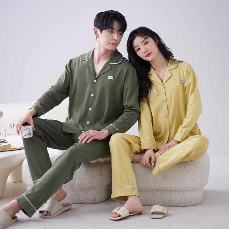 Piżama 7A Antibacterial Jesienno-Zimowa z Czystej Bawełny - Luźny Krój w Stylu Koreańskim dla Mężczyzn i Kobiet, Nadająca się do Noszenia na Zewnątrz