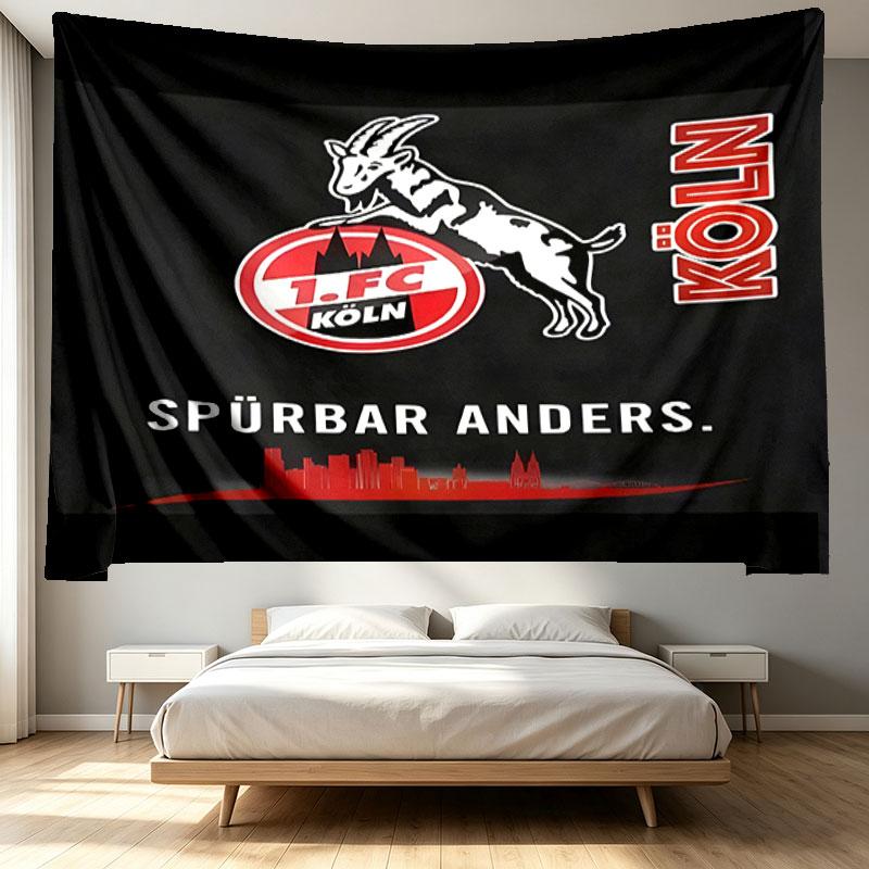FC Köln Print Wandteppich - Tragbares Wanddekor Tuch, für Zuhause, Wohnheim, Reisen, Schlafzimmer, Wohnzimmer - Ideales Geburtstags-Einweihungsgeschenk