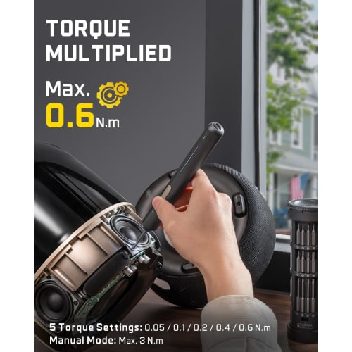 Fanttik E2 Ultra Cordless Mini Electric Screwdriver with 0.6 N.m 5-Level Precision Torque, 50 Magnetic Bits, 5/32 Inch Hex, Rechargeable, and Magnetic