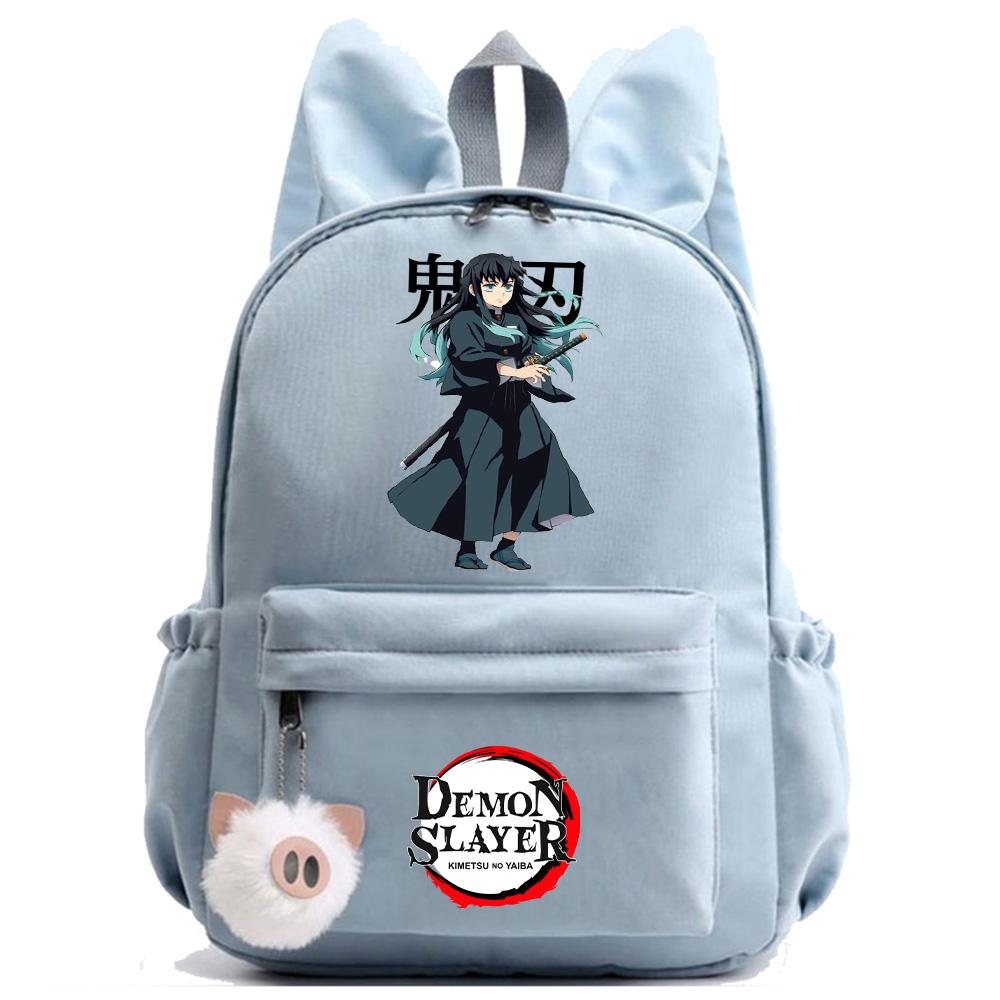 Anime Cartoon Demon Slayer Aufdruck Rucksack für Teenager Kinder Schüler Schultasche Mädchen Damen Große Kapazität Wasserdicht Reisetasche Geschenk Mochila