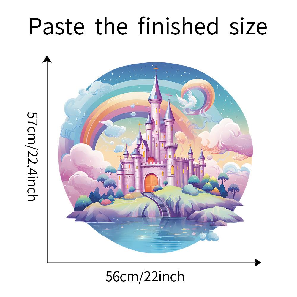 Adesivo da Parete Castello da Sogno Acquerello Cartone Animato Decorazione Parete Camera da Letto Bambini Autoadesivo Dipinto a Mano