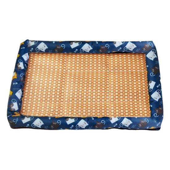 Pet Cooling Mat Summer Cooling Dog Bed Mat Washable Cooling Rattan Mat with Raised Edge Non-slip Bottom for Cats And Dogs