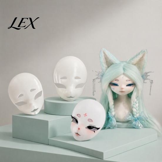 White Unpainted Mask DIY Blank Fox Mask, Furry Head Base Animal Fursuit Costume Accessory for Halloween Masquerade Cosplay Party Handmade
