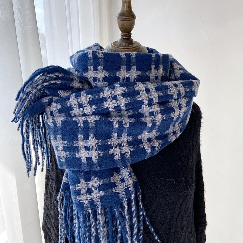 Plaid Scarf Women's Winter New Retro Warm Scarf Imitation Cashmere Shawl