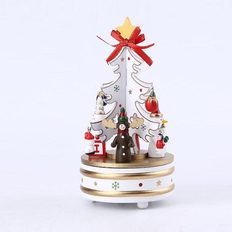 Hölzerne Weihnachtsbaum-Spieluhr-Dekoration für DIY-Fensterdekorationen
