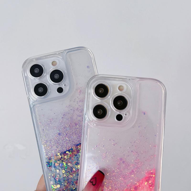 Luxusní Svítící Třpytivé Pouzdro s Tekutým Pískem Pro IPhone Průhledný Měkký Kryt Zad
