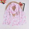 Classical Scarfs for Hot Summer Cool Neck Wrap Pink Ribbon Print Skin-friendly Scarves for Mother Sunproof Supplies
