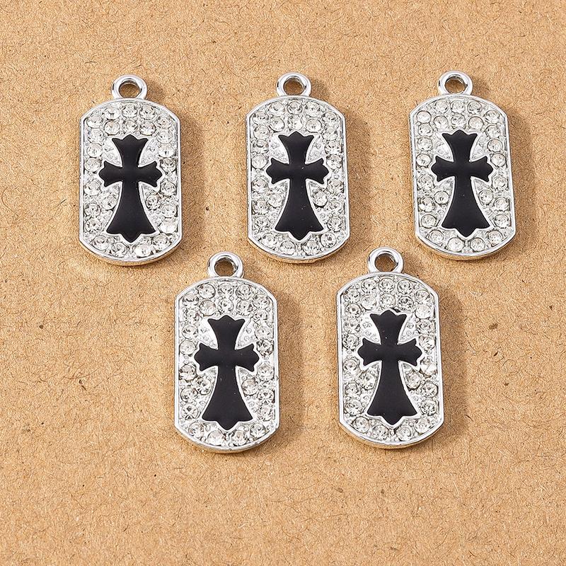 10pcs 24*11mm Crystal Rhinestone Cross Charms Pendants for Necklace Earrings DIY Handmade Jewelry Making Accessories